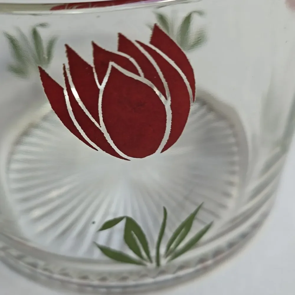 Hazel Atlas Red Tulip Swanky Swig Ice Bucket • Vintage 70s • HTF Deco